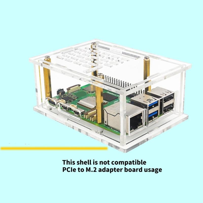 Transparently Acrylic Case For RPi 5 Case Featuring Precise Openings for Connectors and Active Cooling Port Support