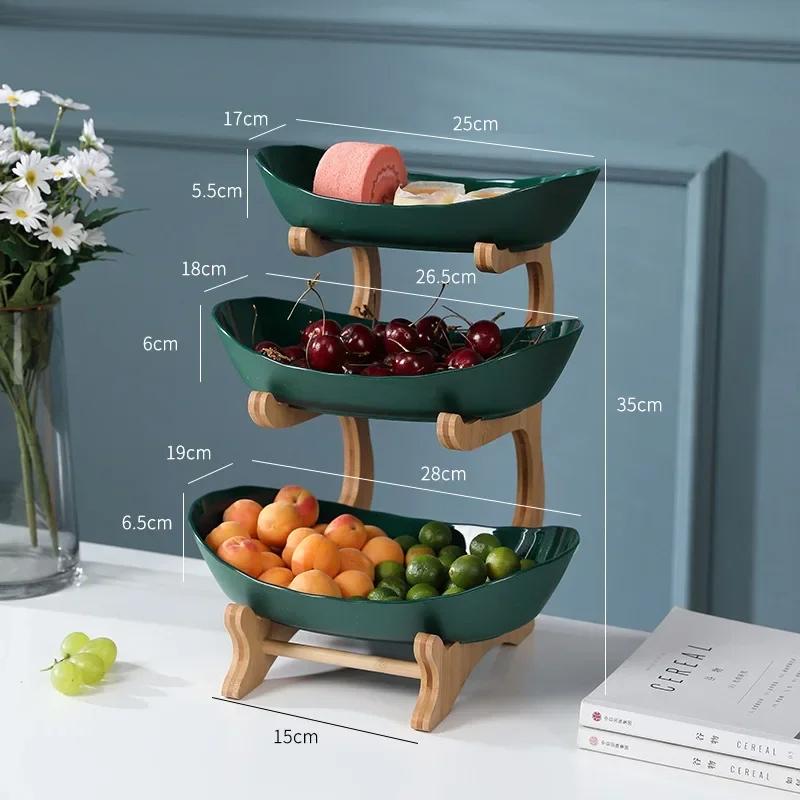 1Pcs Snack Storage Candy Plate Household Dim Sum Plate Fruit Plate Fruit Tray Bamboo Shelf Dried Fruit Tray Creative Living Room