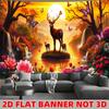 Deer Sunset River Landscape Wall Tapestry 2D Flat Banner Not 3D Nature Art Home Decor For Living Room Bedroom
