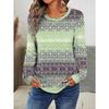 Women's T-shirt 3D Retro Ethnic Print Fashion Long Sleeve Round Neck Regular Top Holiday Weekend Spring Autumn