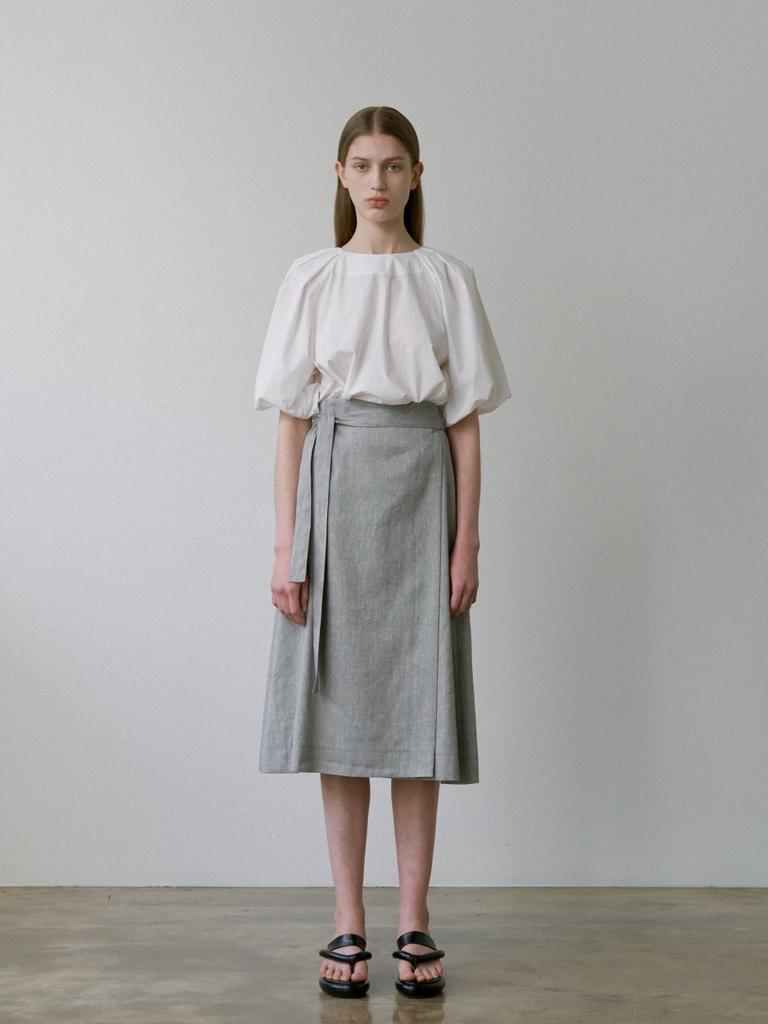 Maensyeonhem Linen Wrap Skirt_Charcoal