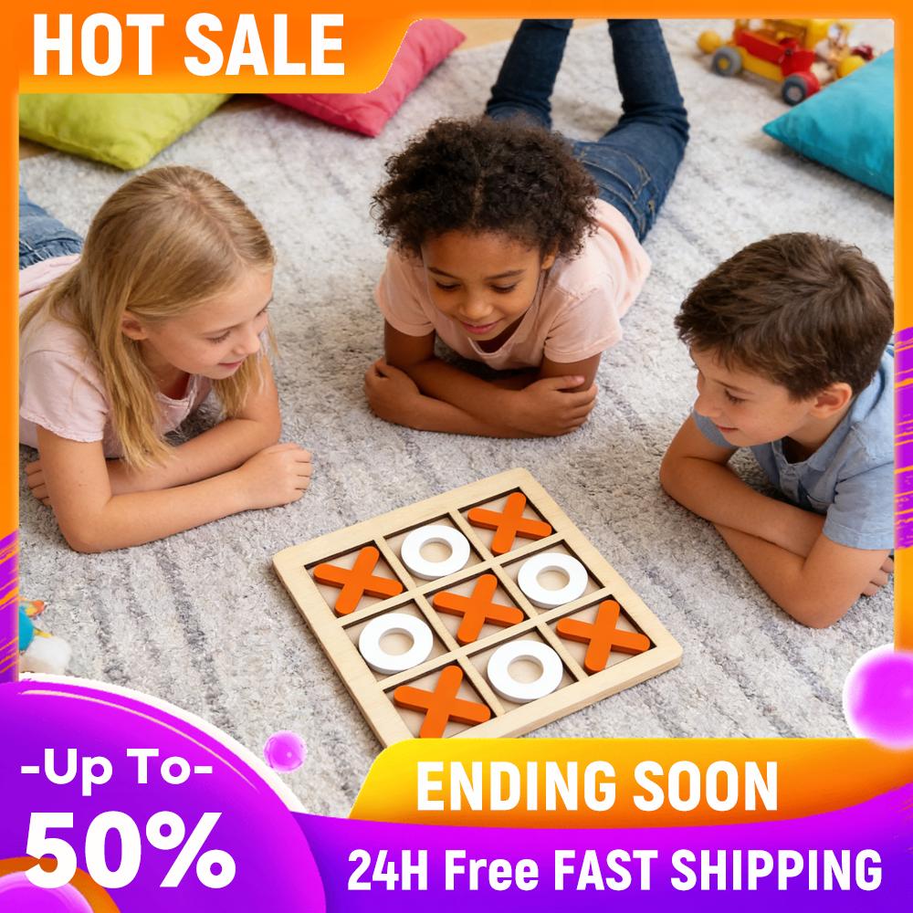 

3 PCS Fun Tic Tac Toe Board Games Wooden Connect Board Games Strategic Toys XO Noughts and Crosses Game for Family & Kids China Mainland