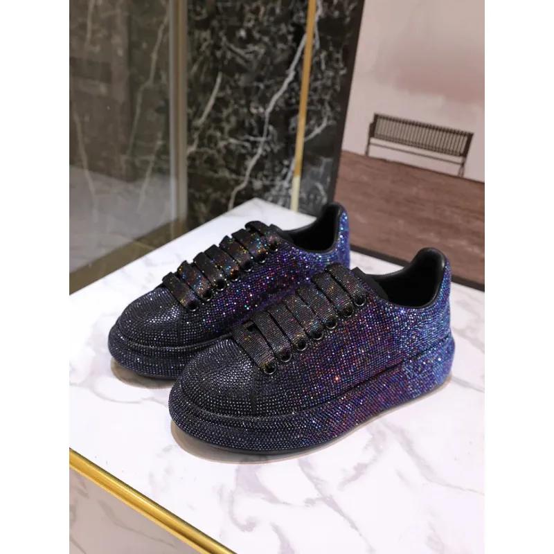 2024 Autumn Leather Women Shoes New Style Pink Platform Shoes Ins Platforms Sneakers Tide Shine Bling Rhinestone Shoes