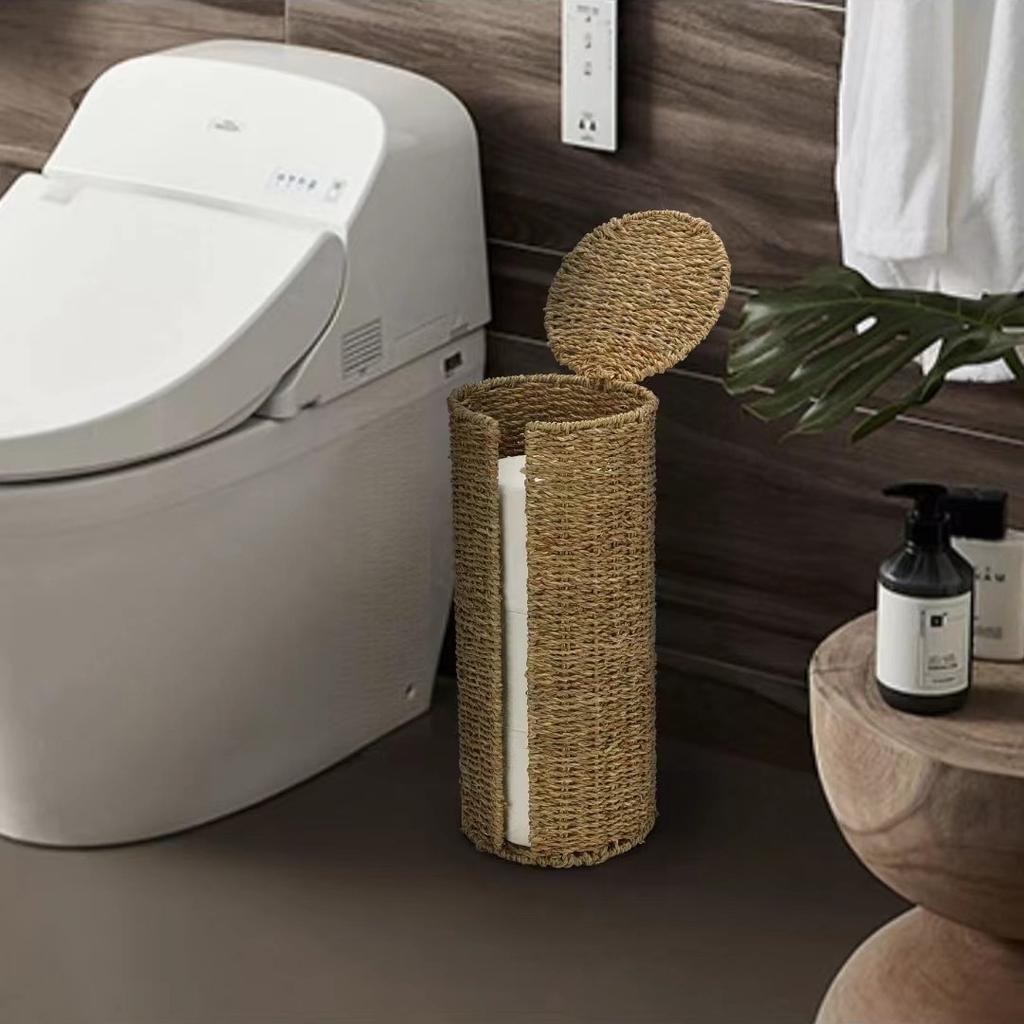 1PCS Handmade Seagrass Bathroom Storage Basket Kitchen Bath Organizer for Indoor Use Natural Seagrass Basket Bathroom Storage