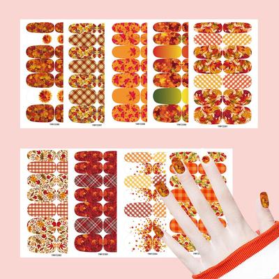 Autumn Maple Leaf & Plaid Waterproof Nail Art Stickers (YMY2380-2388)