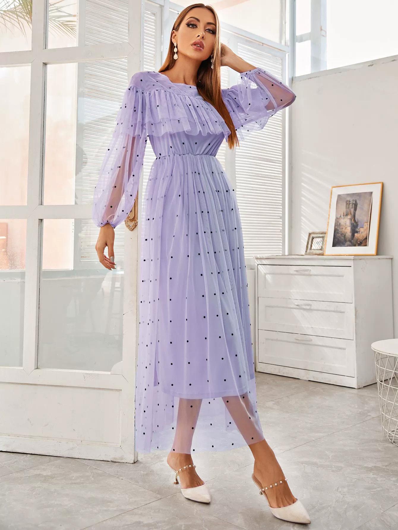 

Элегантное сетчатое платье 2025: Весенне-летняя женская мода с Ближнего Востока, Европы и Америки L