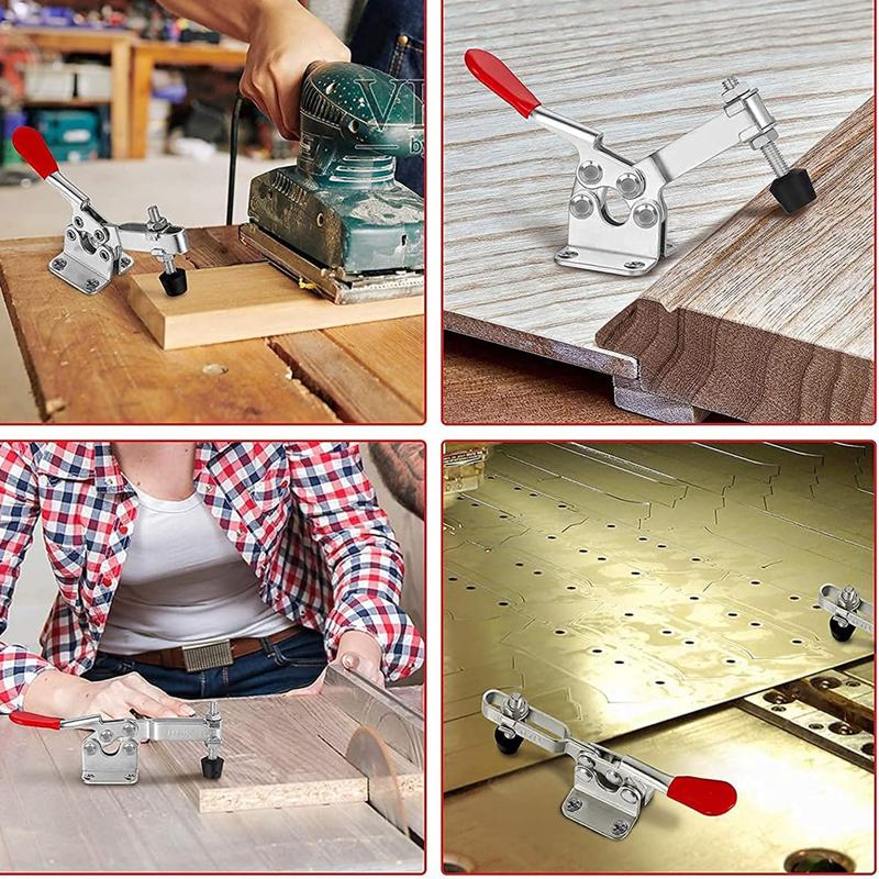 GH-201 Horizontal Toggle Clamp Quick-Release Clamps Set Heavy Duty Vertical Toggle Clip Woodworking Repair Bench Hand Tool