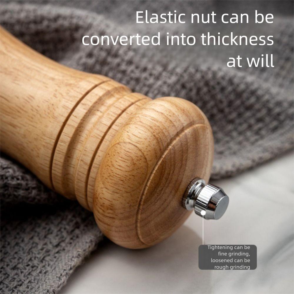 6 Inch Manual Salt Pepper Grinder Adjustable Particle Size Rubber Wooden Pepper Bottle  Restaurant