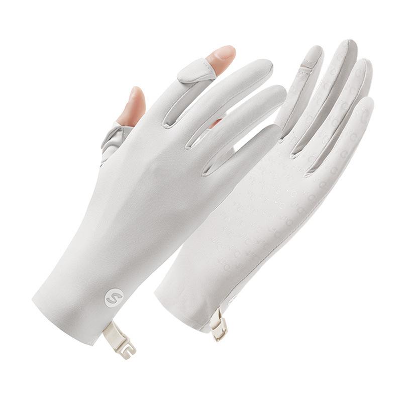 Summer Gloves for Women Breathable Outdoor Cool Feeling Sun Protection Two Fingers Comfortable Riding Driving Travel Full Finger Gloves