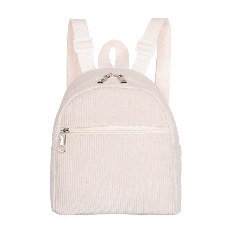 Cord-Rucksack für Damen mit Reißverschluss für den täglichen Freizeitgebrauch