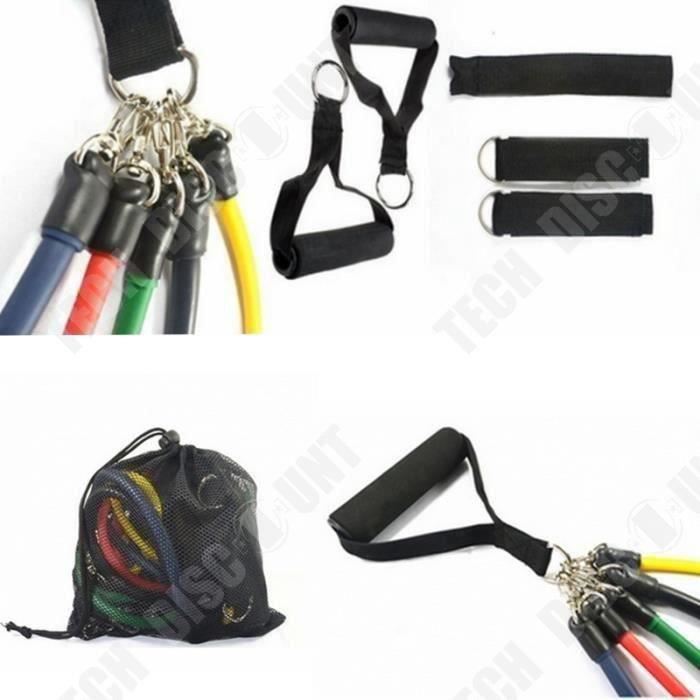 11 Pieces-Set Resistance Tubes Gym Fitness Workout Exercise Handles Yoga Bands Fitness and Bodybuilding Accessories