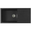 Wpuszczany zlewozmywak CUBE, z SMC CZARNY BROKATOWY - 06, 1 komora, wym. 100 * 50 cm, ręczny odpływ