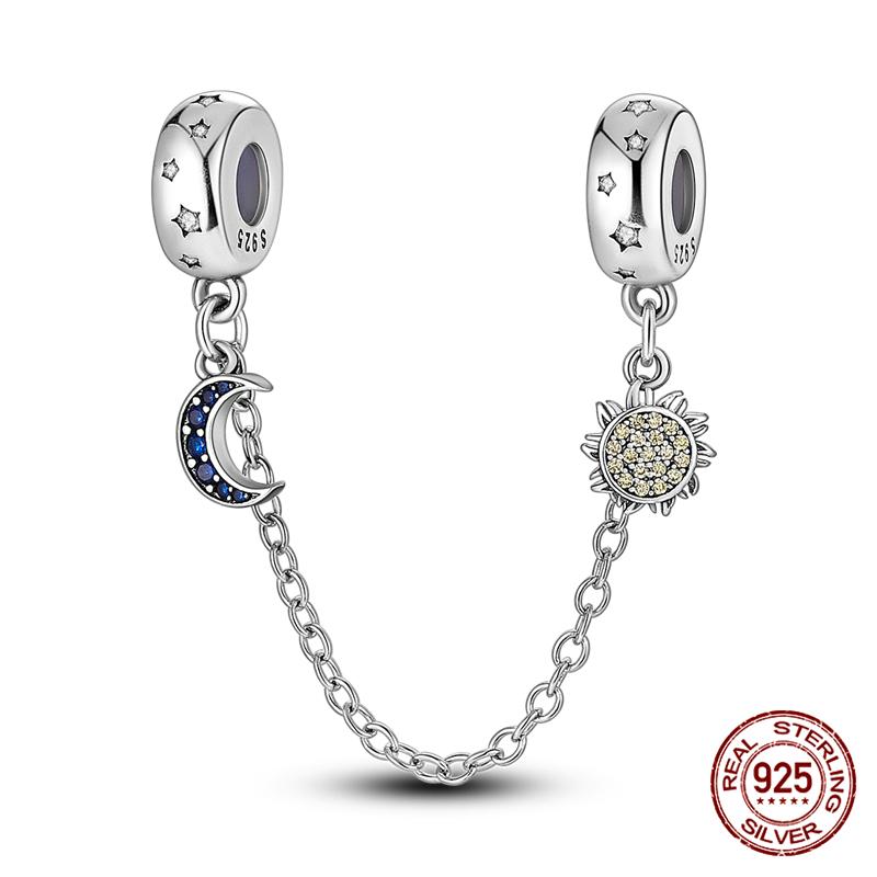 Chaîne de sécurité Argent Sterling 925 Nouveau 100% Argent Sterling 925 Floral Chaîne de sécurité avec fermeture éclair pour femmes originales