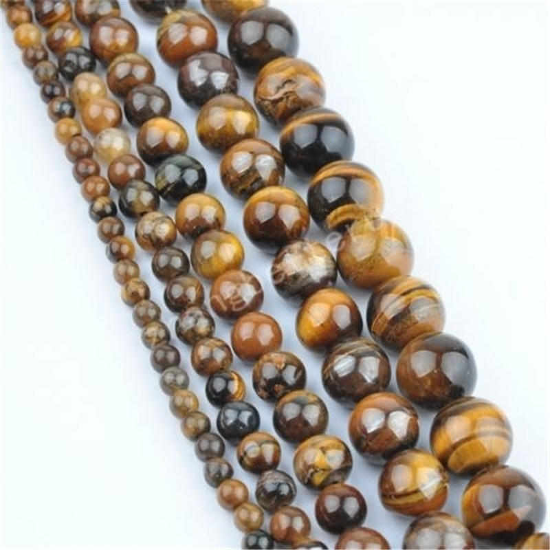 Natural Tiger's Eye Gemstone Round Loose Spacer Beads 16'' One Strand 4 6 8 10 12 Mm