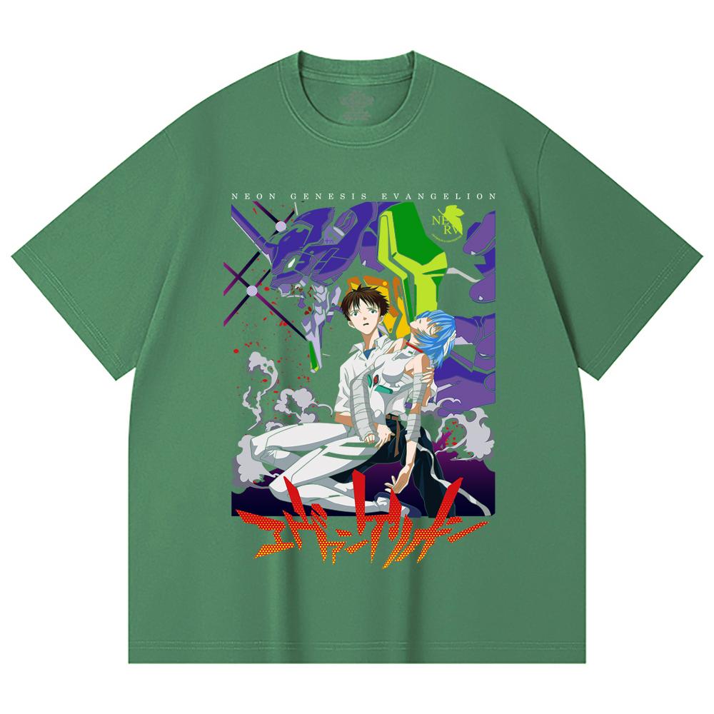230 g/m² 100 % Baumwolle Evangelion V1 Druck Unisex Schweres Baumwoll-T-Shirt