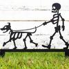 Skeleton Dog Garden Stake Black Skeleton Walking Dog Metal Decoration Funny Halloween Yard