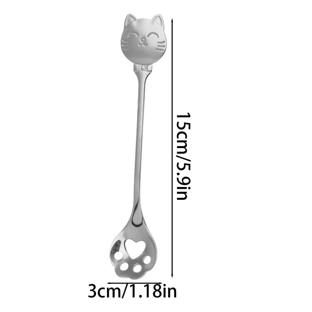 Stainless Steel Cat Claw Coffee Spoon Small Stirring Spoons Ice Cream Cake Dessert Teaspoon Scoops Tableware Kitchen Tools
