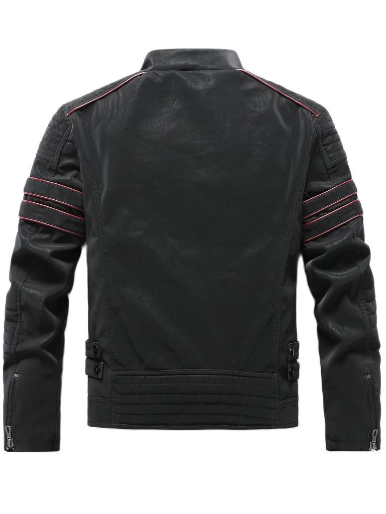 Men's Slim Fit Frosted Leather PU Motorcycle Jacket - Stylish Autumn & Winter Wear