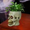 Skull Flower Pot Resin Human Skull Planter Halloween Candy Bowl Gothic Plant Pot for Succulents Home Office Desk Decoration