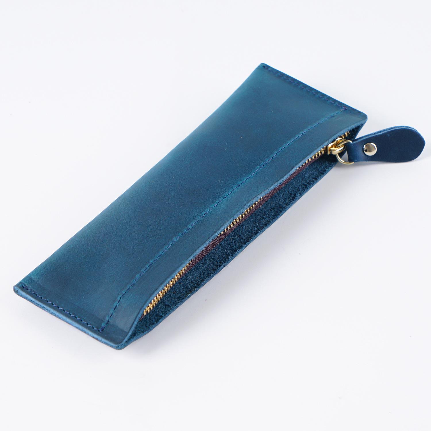 

2026 Leather Pencil Bag Academy First Layer Crazy Horse Leather Handmade Change Bag Student Pencil Bag Stationery Storage Bag