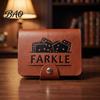 Family Night Dice Game Farkle Board Game, with Faux Leather Case, 6 Dices, Wooden Portable Scoreboard, Tabletop for Travel Party Retro