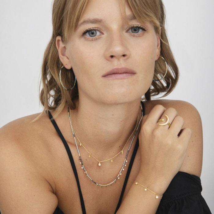 Collier Luxenter en argent 925 avec zircons finition ens or jaune 18K - Étoile