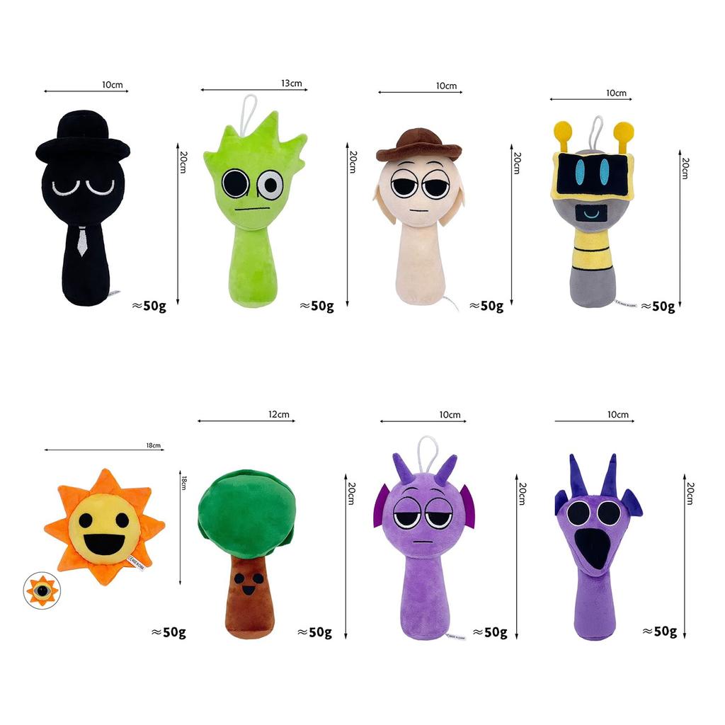 HOMANY Sprunky Plush Doll [Set of 8] Sprunki Doll Character Horror Game Accessories Horror Music Game 20cm Cartoon Plush Toy Christmas Gift for Kids