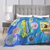Cartoon SpongeBob SquarePants Movie Poster Blankets  Flannel Funny Breathable Throw Blankets for Home Restaurant Spring/Autumn