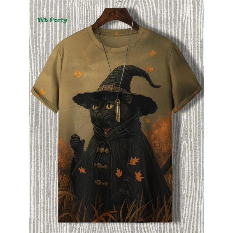Cat Print Men's T-Shirt 3D Funny Animal Pattern Short Sleeve T-Shirt Y2k Top Summer Men's Daily Street Casual Clothing Shirt