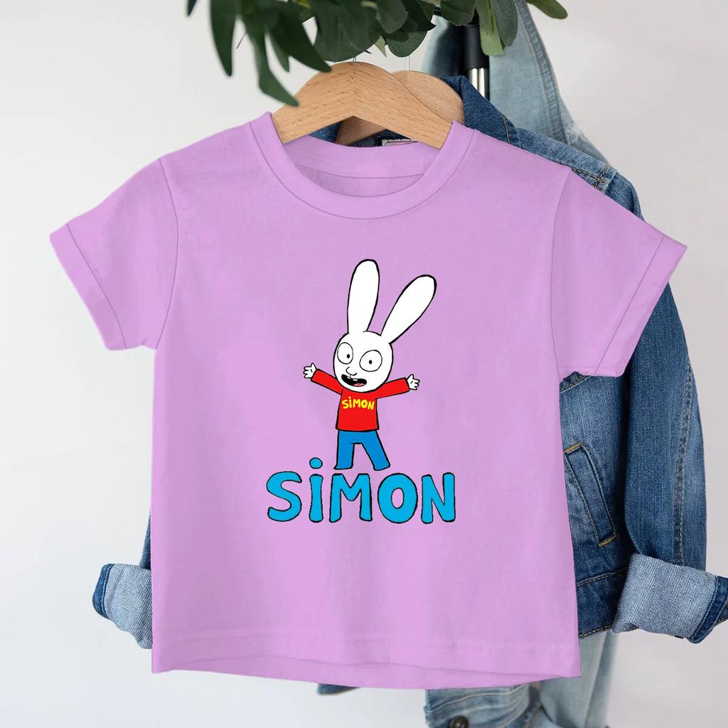 Simon Super Rabbit Cartoon Kids T-shirt Cute Boys Girls Manga Tops Baby Boys Short Sleeve T-shirt Summer Casual O-neck Tee Shirt