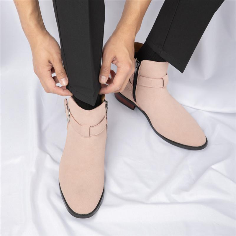 Fashion Fashion New Men's Suede Leather Pointed Business Casual Ankle Boot Male Winter High Tops New Comfortable Chelsea Leather Shoes