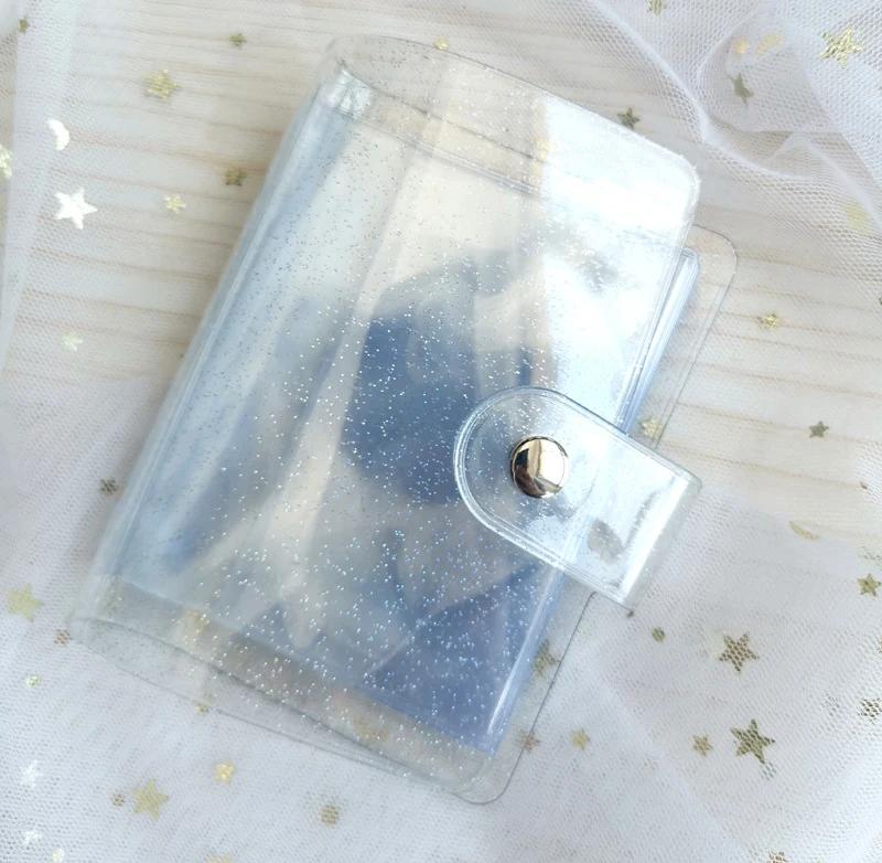 Cute Mini 3 Inch Transparent Instax Mini Album Sequin Jelly Color Photocard Holder 32 Photos Business Card Bag
