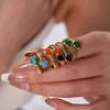 Vintage Turquoise Adjustable Chunky Rings for Women Stainless Steel Natural Gemstones Open Ring Gold Color Jewelry Birthday Gift