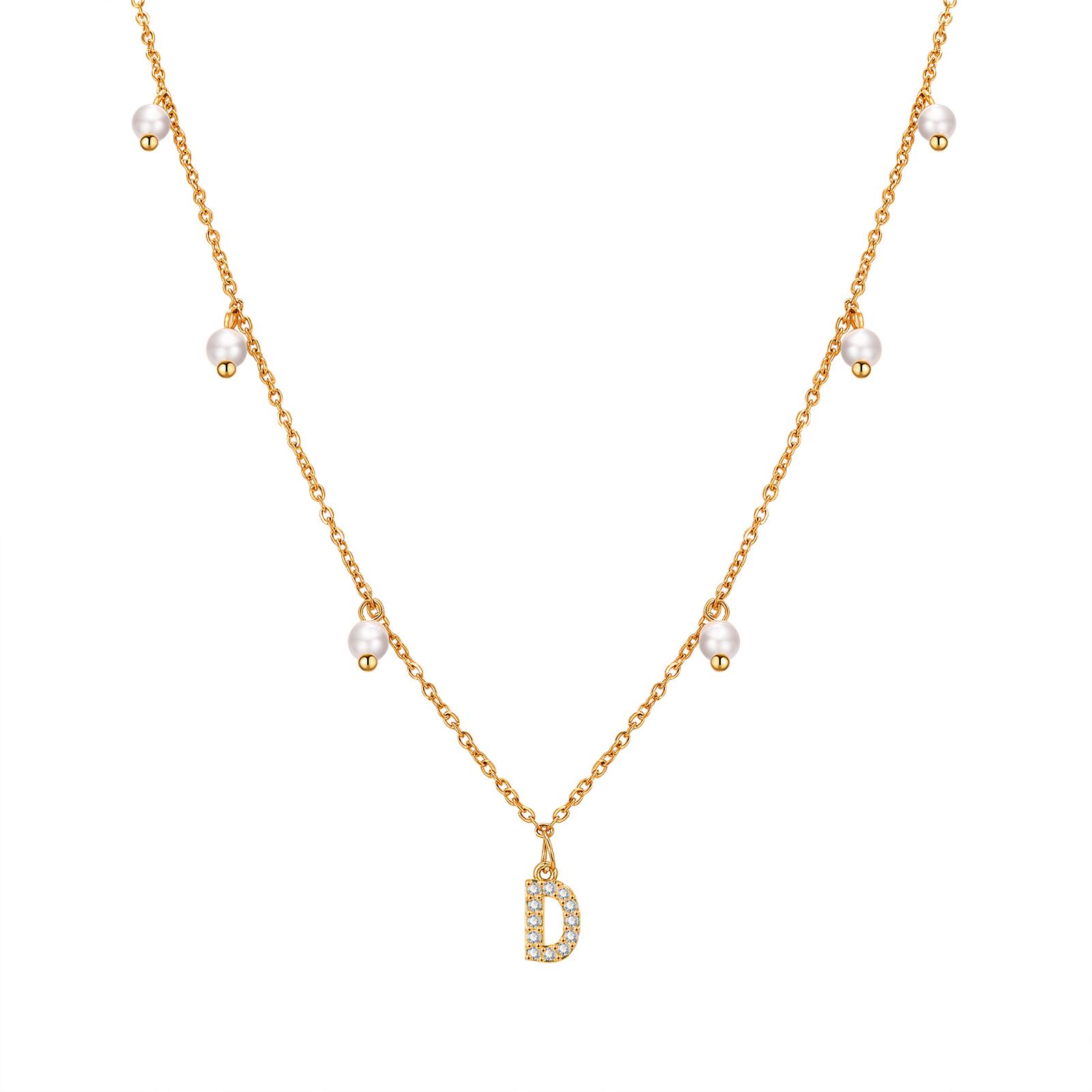 

Pearls Initial Necklace, Cubic Zirconia Letter Pendant, Stainless Steel Chain Adjustable,gift for Her Girlfriend Mother Sister 40cm-45cm