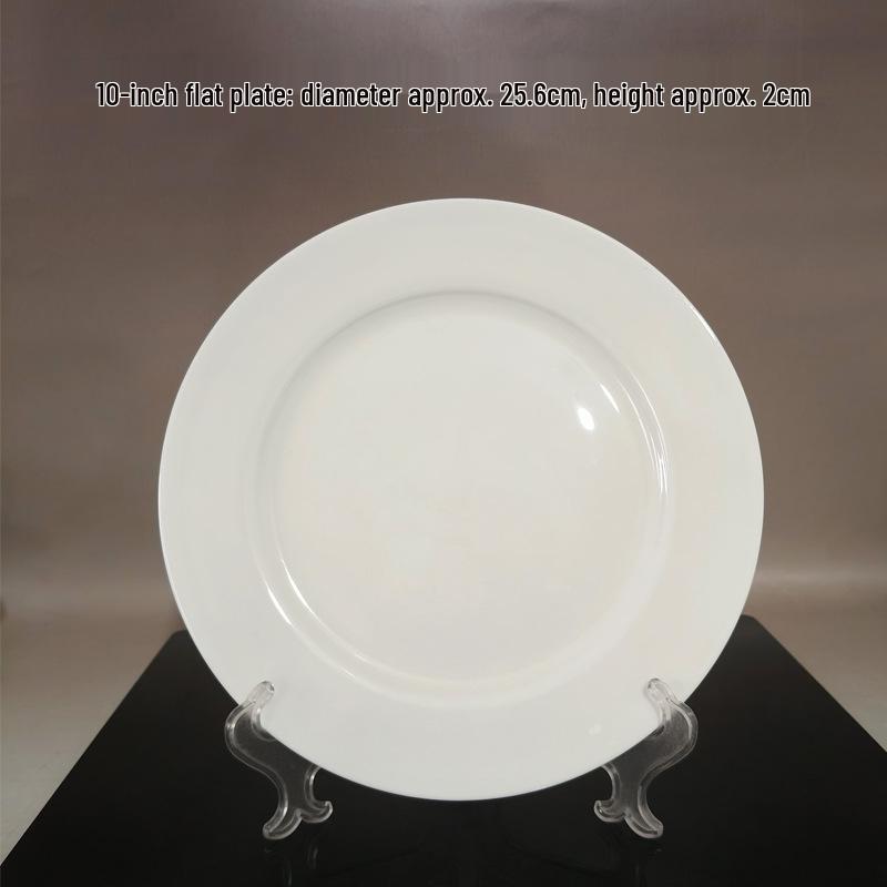 Ceramic Dining Plates - Round Western Dinner Plates for Restaurant or Household Use, Perfect for Rice, Snacks, Fruit, and Salad. Bone China.