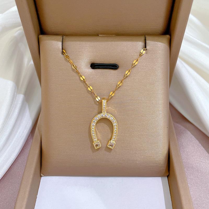 Light Luxury As Shown In The Picture, Small Fresh And Slightly Inlaid Real Gold Necklace, Women'S Transfer Collarbone Chain With Jewelry
