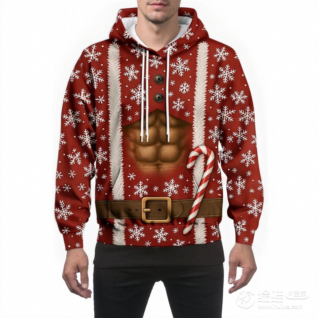 Sweat-shirt à capuche à manches longues imprimé Noël personnalisé et créatif pour hommes et femmes, Vêtements de Noël tendance pour hommes, Haut de sport décontracté