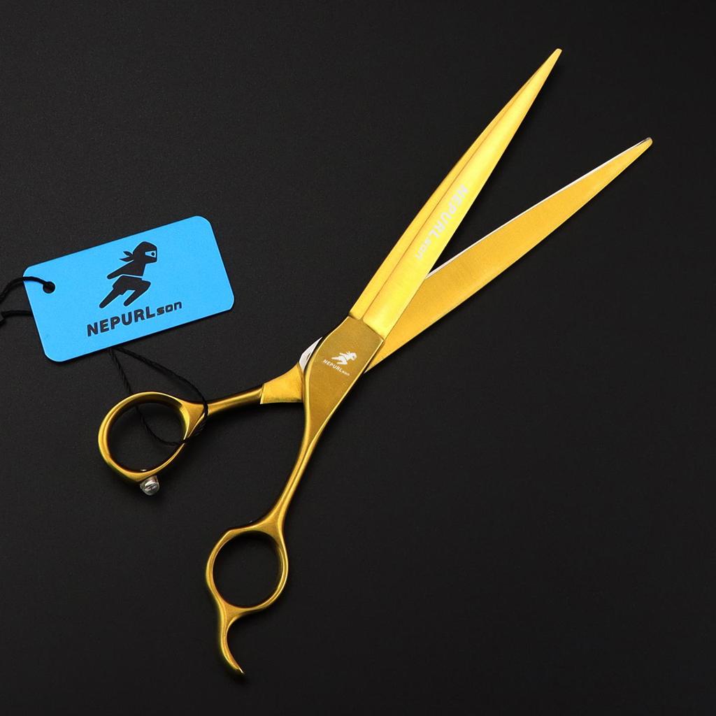 Gold HYG-12 7.5" Straight Shear Pet Grooming Scissors with Micro-Teeth JP440C Blade