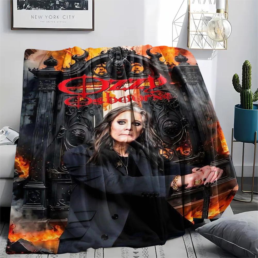 1Pc Ozzy Osbourne Print Flannel Blanket, High quality Comfortable for All Seasons, Home Decor, Warmth and Comfort, Perfect for Gifts