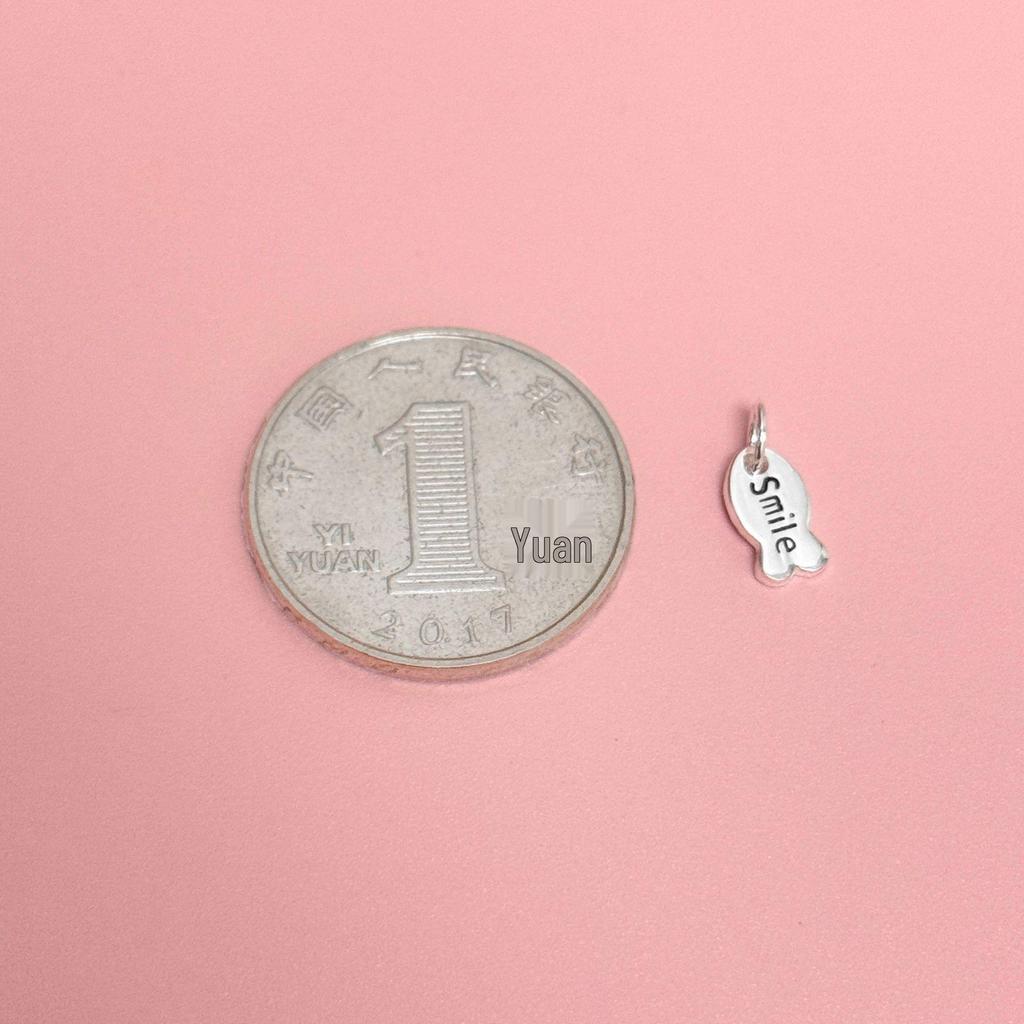 S999 Sterling Silver Oil Drop Smile Fish Pendant Charm for DIY Crystal Bracelet, Necklace, or Beading Accessories