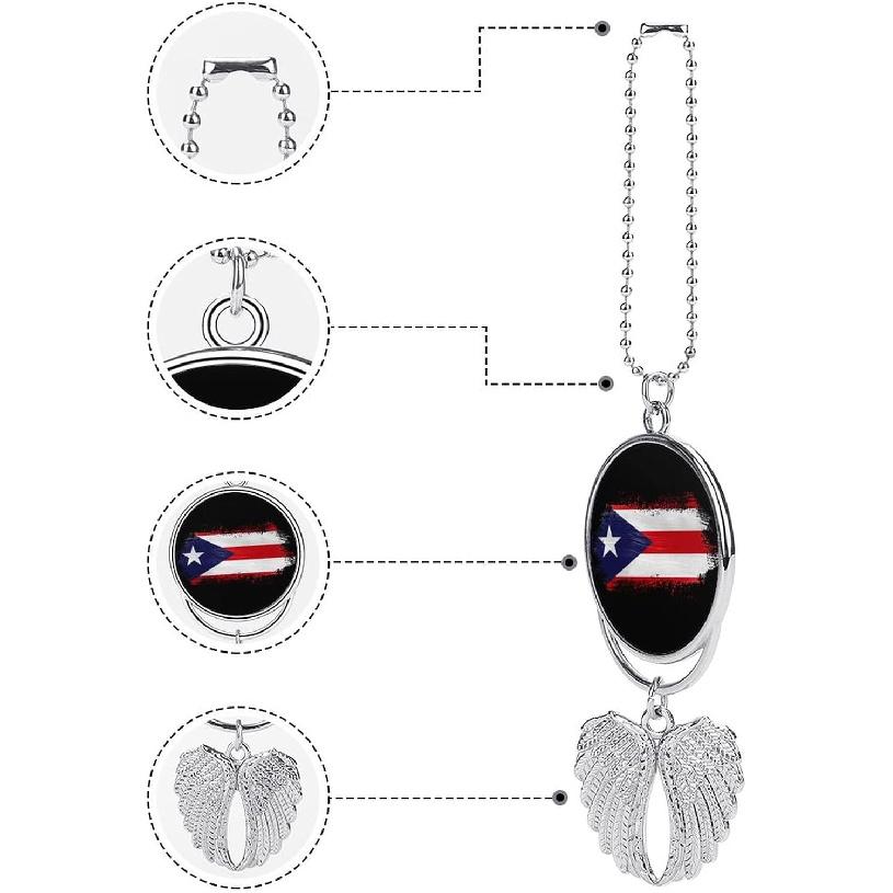 Puerto Rico Flag Car Hanging Ornaments Rearview Mirror Pendant Cute Interior Accessories Decorations Puerto Rico Flag