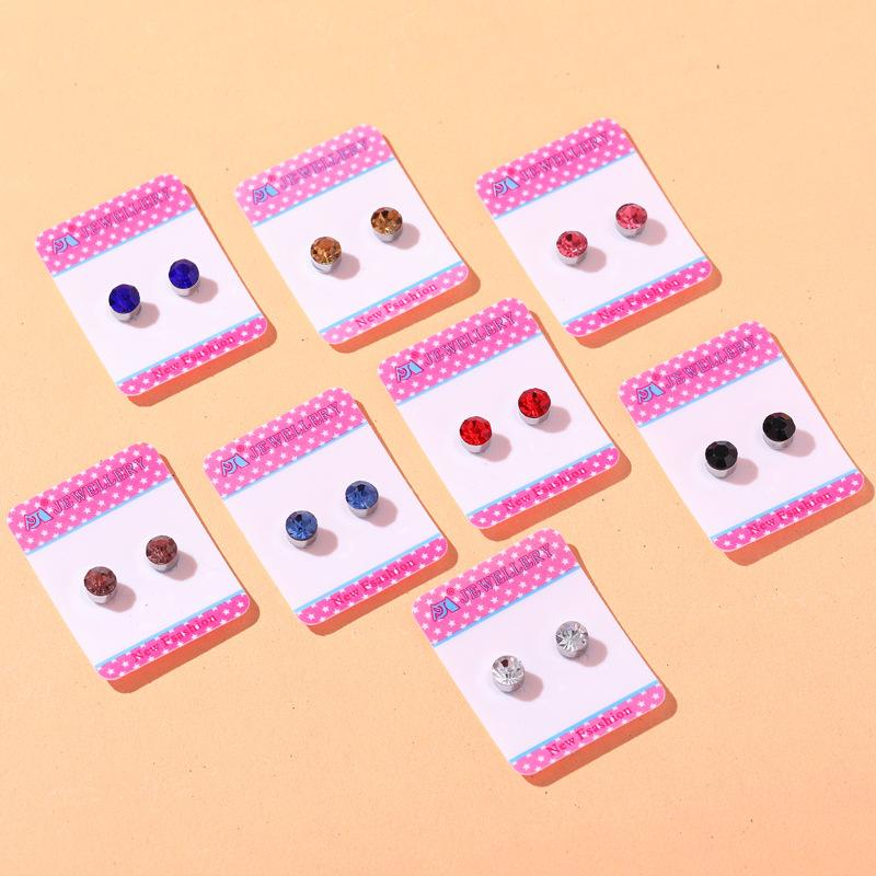 8 Pairs Crystal zirconia stud earrings - simple and elegant earrings for both men and women, with ear bone studs. 1