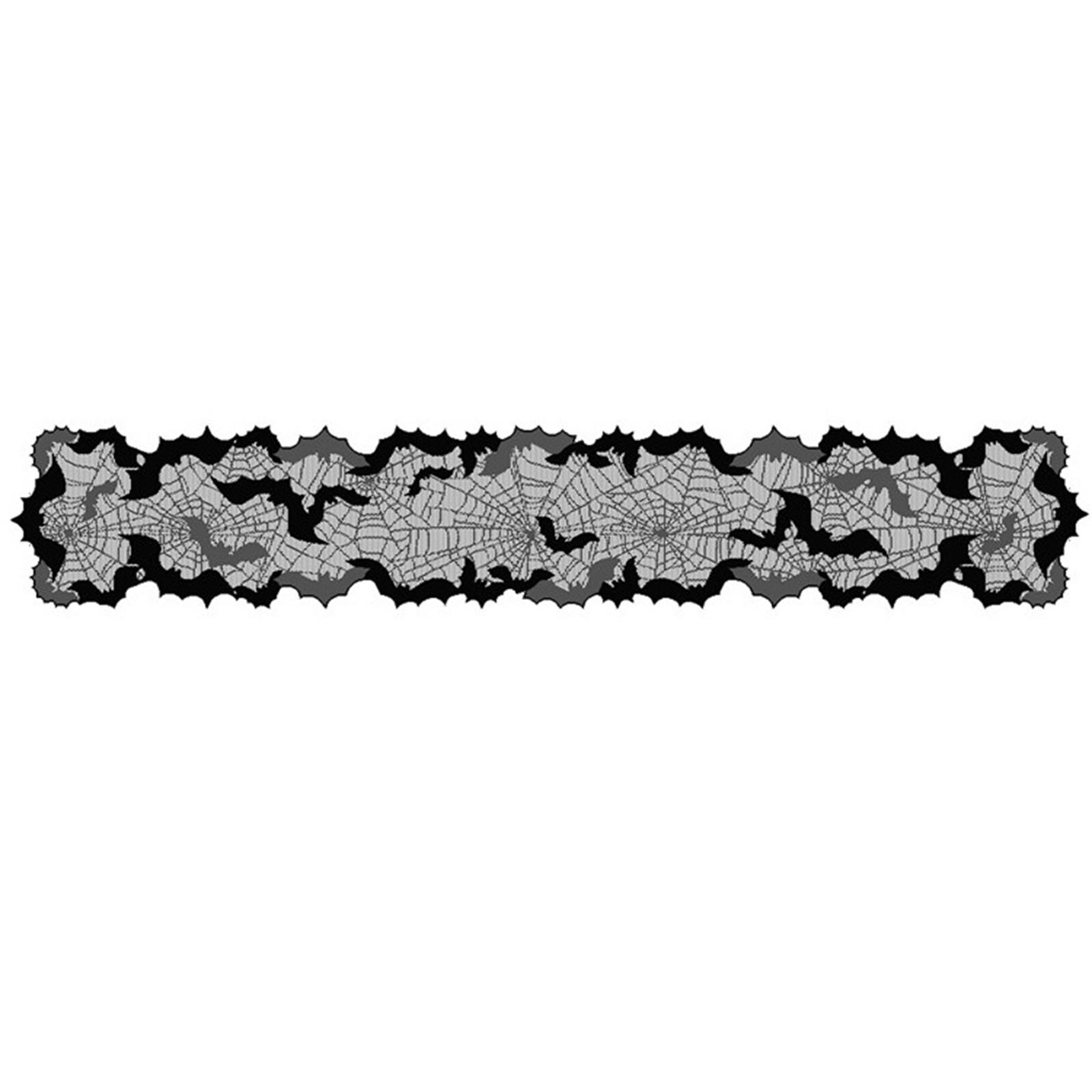 

Дорожка для стола на Хэллоуин 13x68 дюймов, черный полиэстер, водонепроницаемое украшение с паутиной и дизайном летучей мыши для званого ужина чёрный