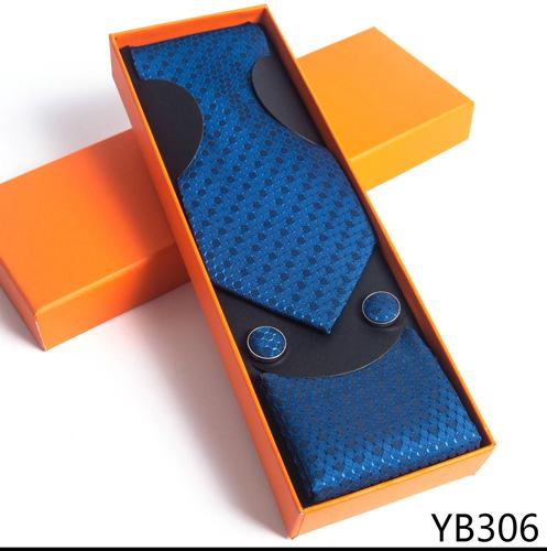 Herrenkrawatte mit quadratischer Manschette, Geschenkbox-Set, Business-Casual-Krawatte, Orange, Geschenkbox