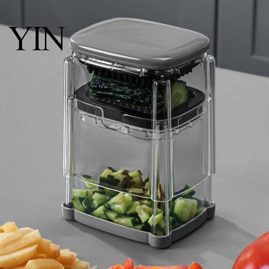 Multifunktions-Gemüseschneider Pommes Frites Schneider, mit sichtbarer Box mit großem Fassungsvermögen, Edelstahlklingen Streifenschneider Schnellpress-Schneidwerkzeug, für