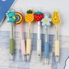 2Pcs Small Fresh Creative Ballpoint Pen Cute Soft Adhesive Patch Pattern Pushing Style Student Learning Writing Pen