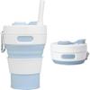 450ml Collapsible Camping Cup with Straw Silicone Folding Coffee Cup Sport Bottle Portable Travel Outdoor Car