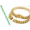 Metal Dog Collar Stainless Steel Pet Choker Gold Cuban Link Chain 14mm Wide Lead for Small Medium Large Dogs Pet Accessories