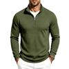 Herren Uni Waffelstruktur Halbreißverschluss Sweatshirt Stehkragen Langarm Lässiger Strickpullover Oberteile