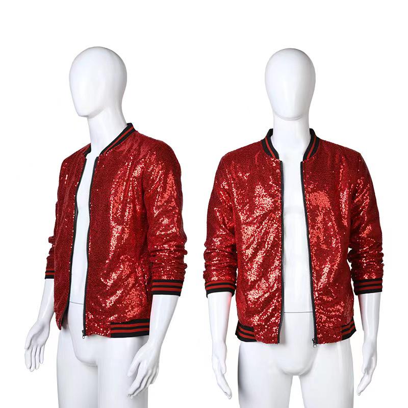 Men's Plus Size Sequin Dancewear Zip Cardigan Jacket - Bestseller